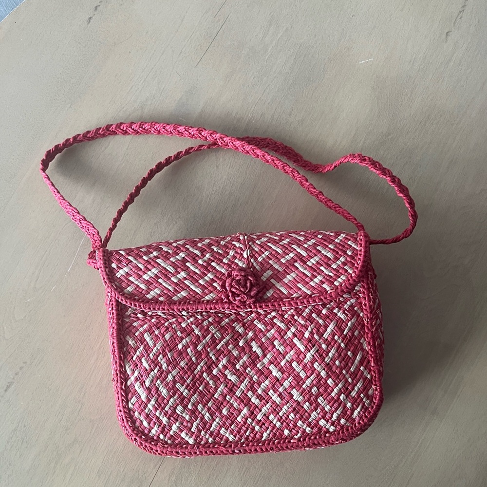 Handwoven Red Straw Bag